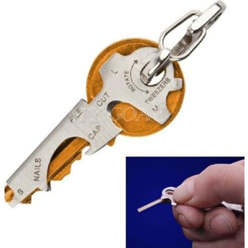 Hot Selling 8 in 1 stainless steel multi-function tool keychain Outdoor survival gear
