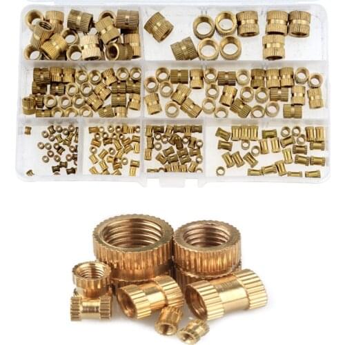Nutting Set 210PCS/Set M2-M10 Brass Cylinder Knurled Threaded Round Insert Embedded Nuts Kit With Plastic Box