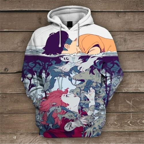 2019 Hot New Sweatshirt Customize Ponyo Cartoon 3D Printing Hoodies Fashion Hooded Pullovers Tops Mens Clothing Drop Shipping