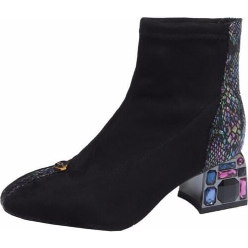 2020 Winter New Womens Mid-heeled Mature Casual Fashion Sexy Workplace Wild Luxury Diamond Rough Heel Womens Shoes B21-54