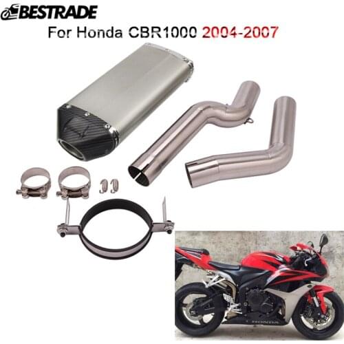 Motorcycle Front Link Connect Header Pipe Slip On 51mm Exhaust Muffler Tube Set System for Honda CBR1000 2004 2005 2006 2007
