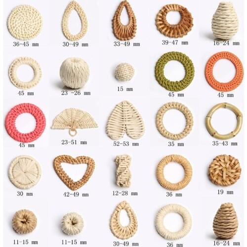 2-5 Pieces Rattan Earring Charm 11-60 mm Natural Corn Straw Woven Jewelry Accessory Pendant Handmade Bamboo Braid For DIY Earrin