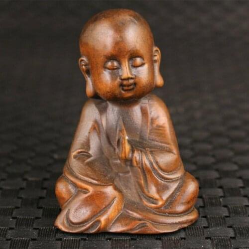 Lovely Collection Chinese Old Boxwood Hand Carved Buddha Statue Decoration Collection Ornaments Statues for Decoration Figurines
