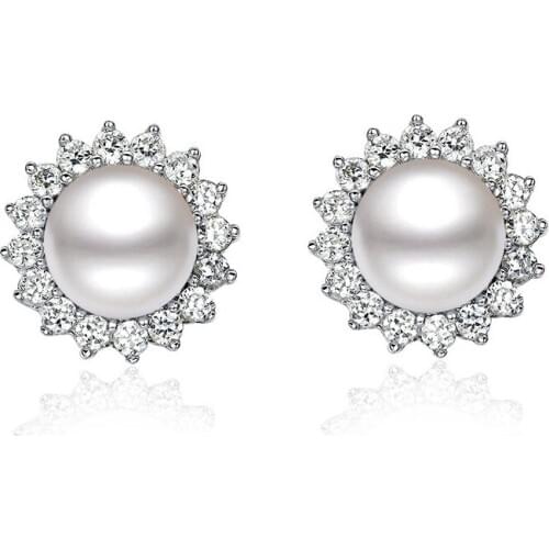 Freshwater Pearl Earrings 100% Guaranteed Real 925 Sterling Silver Earrings YH4596