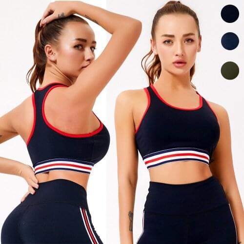 Yoga Bra Color Blocking Gathering Shock Proof Push Up Padded Gym Fitness Brassiere 7502 Sportswear