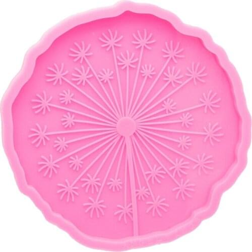 Super Shiny Cup Mat Epoxy Resin Mold DIY Dandelion Coaster Tray Silicone Mould F3MD