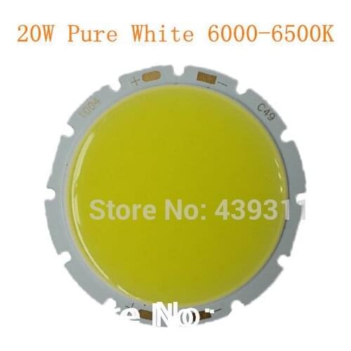 20W COB LED chips 49mm Warm White 3000-3200K Pure white 6000-6500K light source 600mA 29-36V 1700-1900LM Chip Free Shipping 5PCS