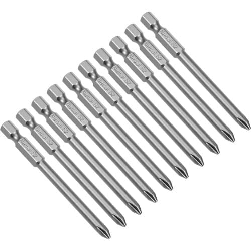 Uxcell 10Pcs 1/4-Inch Hex Shank 75mm Length Phillips 5PH1 Magnetic Screw Driver S2 Screwdriver Bits