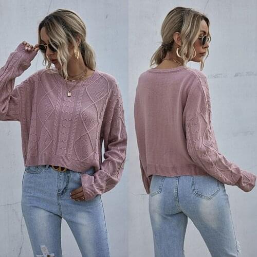 Women Sweaters Autumn O-Neck Pink Woman Winter Sweater Mujer Suéteres Pull Sping Streetwear Jersey Pullove Femme Dropshipping