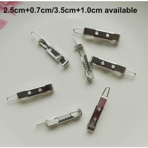 10PCS silver 2.5cm 3.5cm base plain metal snap bar pin backs with two holes frog barrettes hair clips Lead Free Nickle Free