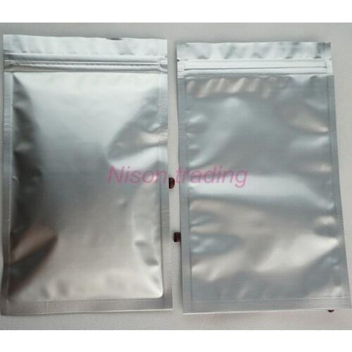 100pcs/lot Pure Aluminium Foil Zip Lock Plastic Bag Silver White Purely Mylar Plating Spicy Powder Ziper Pack Reusable Food Sack