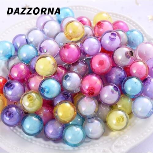 16mm 10Pcs Transparent Multi-Color Acrylic Beads Round Half Hole Spacer Loose Beads for Diy Jewelry Making Handicraft Accessory