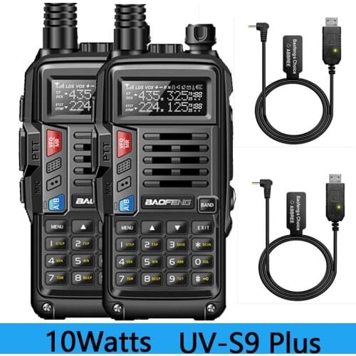 2PCS BaoFeng UV-S9 Plus 10W Dual Band Two-Way Radio (136-174MHz VHF & 400-520MHz UHF) Support USB Charging Walkie Talkie