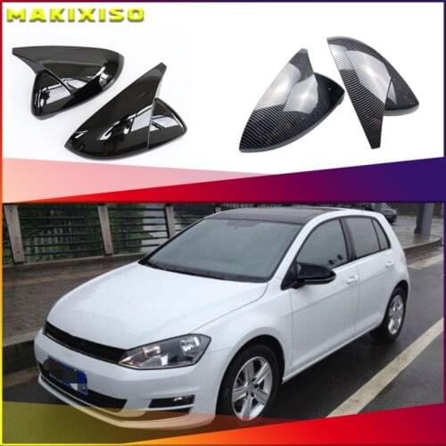 2 pieces for VW Golf 7 MK7 7.5 GTD R GTI Touran L E-GOLF Side Wing Mirror Cover Caps Bright Black RearView Mirror Case Cover