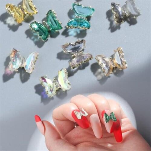 3D crystal butterfly resin nail art decorations beads connectors for diy handmade manicure decorate jewelry nails accessories