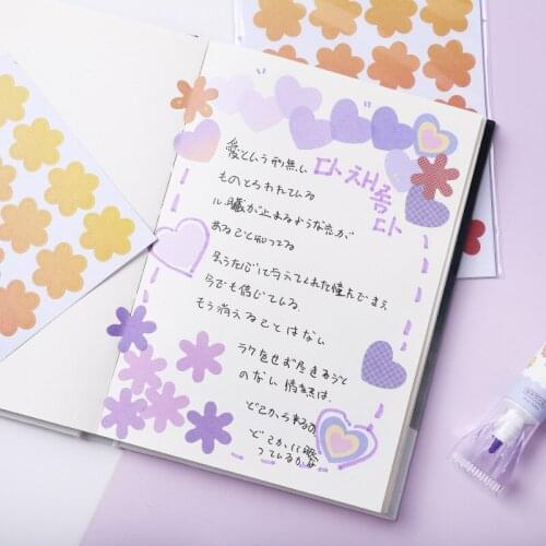 4 Sheets /Pack Cute Heart Love Flowers Sticker Label Decorative Hand Account Sealing Stickers