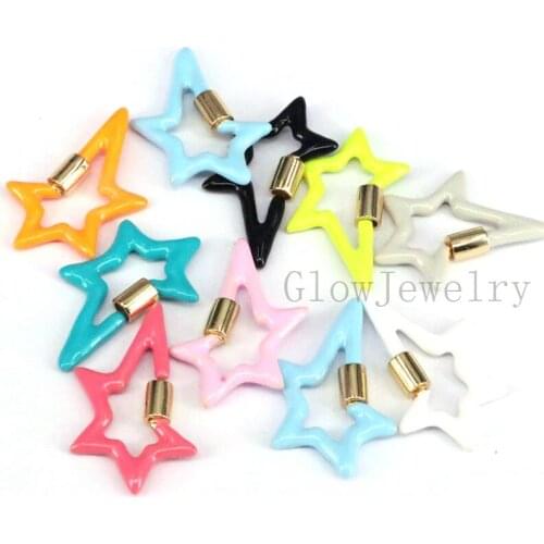 5Pcs, Enamel Star Screw Clasp, Colorful Screw Clasp, Bracelet Clasp, Necklace Clasp, Star, Carabiner Clasps