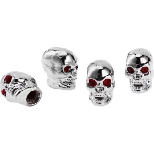 Automobiles 4pcs Skull Car Auto Bike Wheel Tyre Tire Valve Stem Air Caps Dust Covers Auto Accessories for Truck Bike Motorcycle