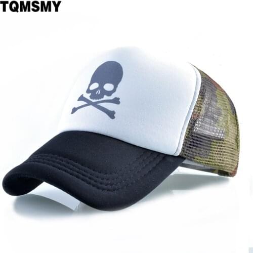 TQMSMY Unisex Skull Pattern Summer Hat Mesh Men Baseball Caps Women Snapback Caps Baseball Hats Adjustable Trucker Hats TMBS149