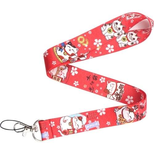 CA236 Lucky Cat Lanyard Phone Rope Keychains Phone Lanyard for Keys ID Card Lanyards Neck Straps Key Rings