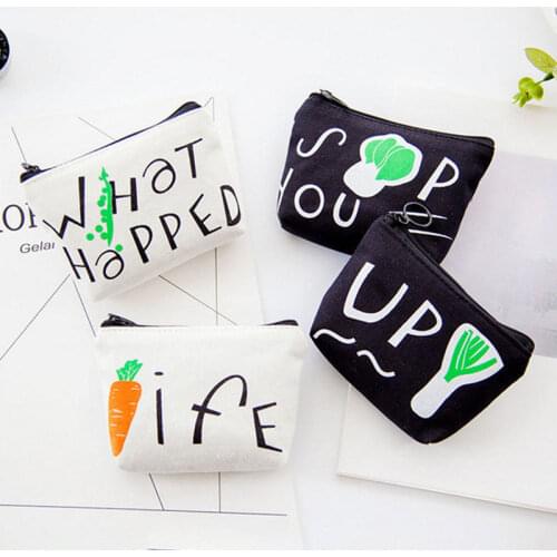 Useful Fabric Key Case For Women Lady Mini Canvas Money Bags Vegetable Design Cartoon Creative Key Bag Students Small Pouch