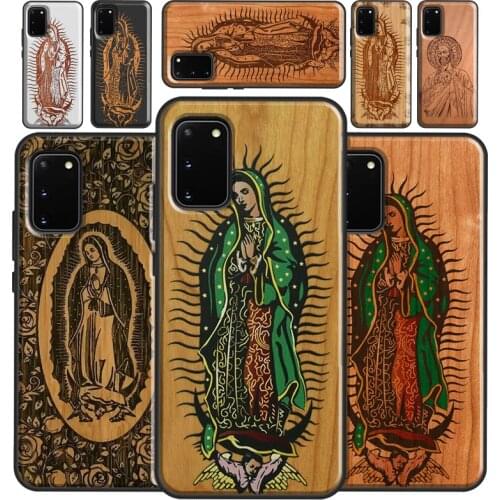 Guadalupe San Judas Wood Case For Samsung Galaxy S21 Ultra S8 S9 S10 Note 10 Plus Note 20 Ultra S20 FE Cover Shell