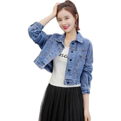 Jeans Jacket Women 2021 Womens Spring Jacket New Fashion Slim Pocket Women Coat Autumn Casual Blue Denim Coat Jackets Female
