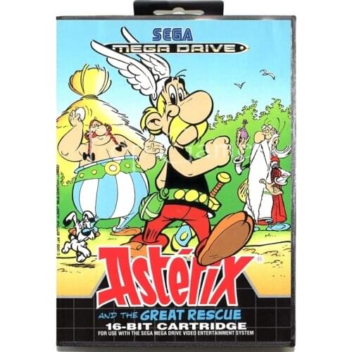 Asterix the Great Rescue with Box with Box for 16 bit Sega MD Game Card for Mega Drive for Genesis Video Console