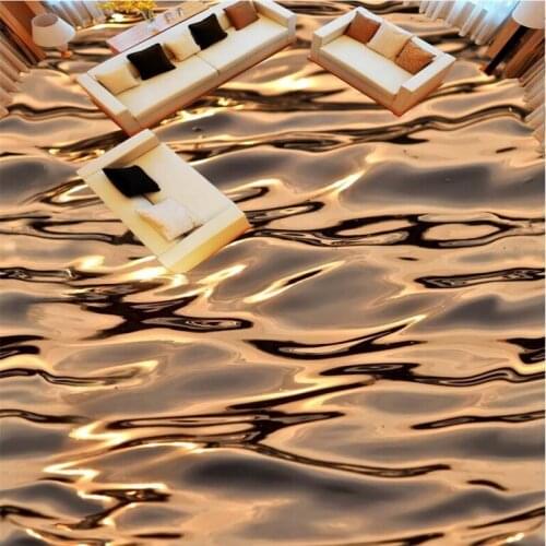 Beibehang Beautiful gold water wave wall murals background 3D floor custom large pvc wearable environmental protection film