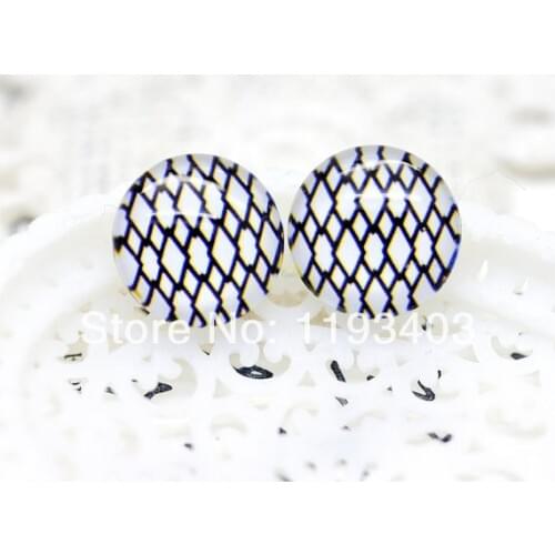 Min.mix order($9.9) 10pcs 12mm Handmade Photo Round Glass Cabochon beads-Image Glass Cabochon-(Quadrille)-(HPGC-1021)