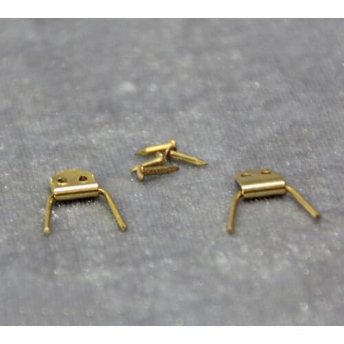 1:12 Miniature Dollhouse Mini Furniture DIY Accessories 2PCS Copper Hinge with 4 Small Nails for Cabinet Door Tool
