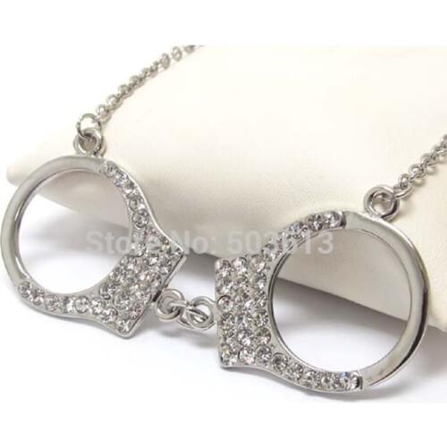 Fashion Plantium Plated Alloy 3.9CM Handcuff Jewelry Pendant Necklace xy112