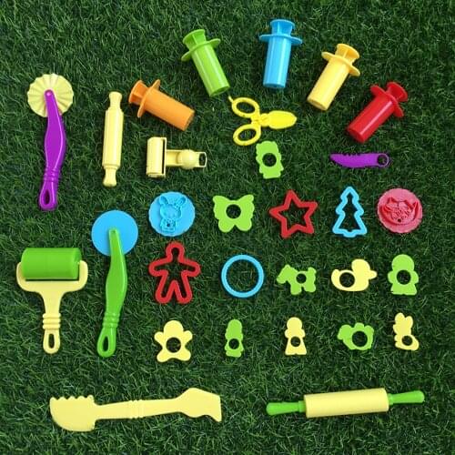 29pcs DIY Play Dough Tools Accessories Cute cartoon Modeling Clay Kit Plastic Set Cutters Creative Plasticine Mold Toy for Kids