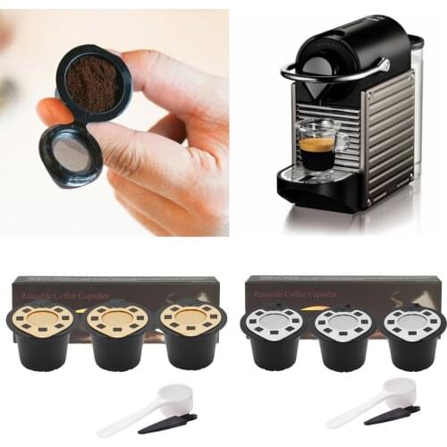 SET of 3 Coffee Capsules for Nespresso w/ Spoon brush Eco-Friendly