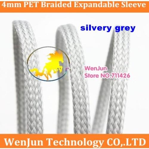 DIY Silver grey braided Encrypted 4MM Braided Expandable Sleeving Snake Skin Network Weave network Shockproof network for cable