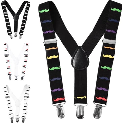 Boy Children Kids Lovely Fashion Mustache Print Suspenders Adjustable Strap Clip Clothing Accessories