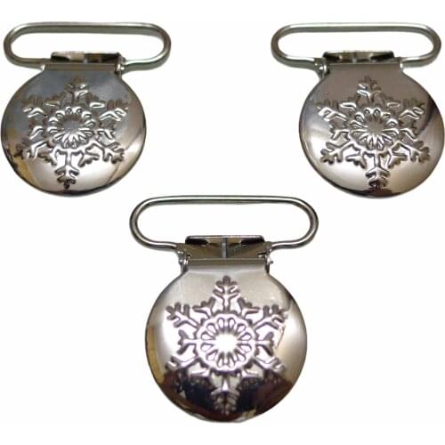 25pcs 1'' 25mm Silver Color SNOW FLAKE Shape Suspender Clips