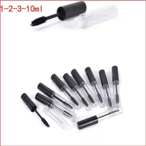 1/2/3/10ML Makeup empty mascara container mini tube vial cosmetic containers w black cap f eyelash growth 100pcs/lot