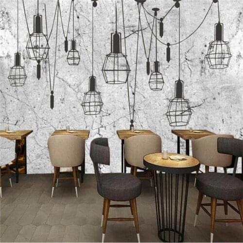 Retro Industrial Style Gray Cement Wall Chandelier Background Mural Wallpaper 3D Coffee House Restaurant Bar Decor Wall Paper 3D