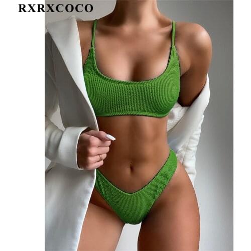 RXRXCOCO High Waist Bikinis Swimsuits Women Push Up Swimwear Sexy Thong Bathing Suit Biquini Brazilian Bikini 2021 New Beachwear