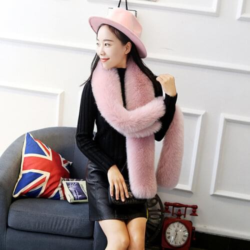 180X15CM Faux Fox Fur Scarf Collar Fur Ring Muffler Women Fur Stole Neck Warmer Scarf Shawl Cape Men For Lover Christmas Gift