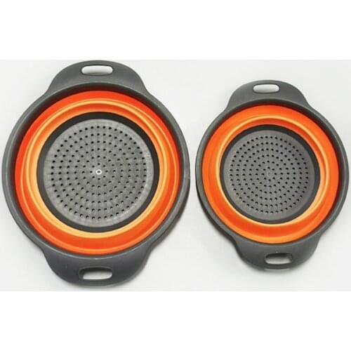 Dropship Folding with Handle Silicone Plastic Colander Drain Basket Fruit Vegetable Washing Strainer Drainer Kitchen Accessories