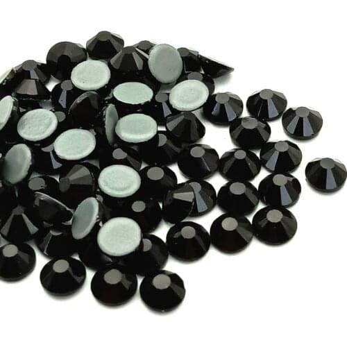 High Quality Black Hotfix Rhinestone FlatBack 16 Cut Facets Hot Fix Crystals Nail Rhinestones For Clothing Wedding Decorations