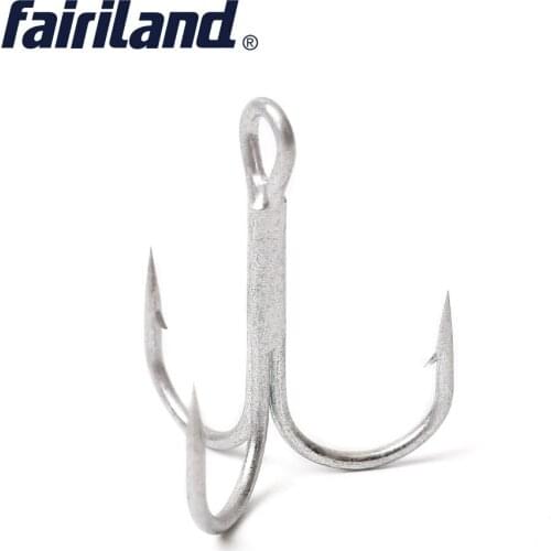 Fairiland Triple Fishing Hook 2, 4, 6, 8 High Carbon Steel Treble Hooks Silver matte Round Bend Short Shank For Bass Hard Lure