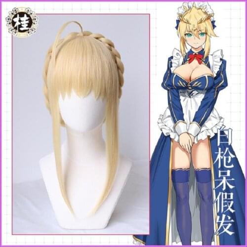 PRE-SALE UWOWO Fate Grand Order/FGO Artoria Pendragon (Lancer) Cosplay Wig 40cm Gold Wig