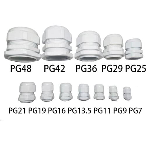 Waterproof Cable Gland IP68 Cable Wires Entry 10pcs PG7 for 3-6.5mm PG9 PG11 PG13.5 PG16 PG19 PG21 Nylon Plastic Cable Connector