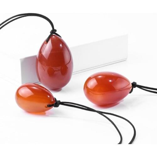 Drilled Jade Eggs 3 pcs/set Natural Red Agate Egg Yoni Egg for Kegel Exercise Love egg for Women Health Care Massage Stones
