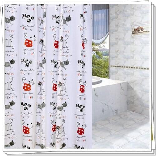 Cartoon cat PEVA shower curtain environmental anticorrosion thick with hook 19