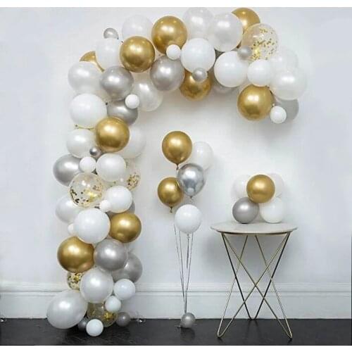 100pcs/set White Gold Confetti Latex Balloons Garland Arch Kit Wedding Birthday Party Decoration Baby Shower Background Supplies