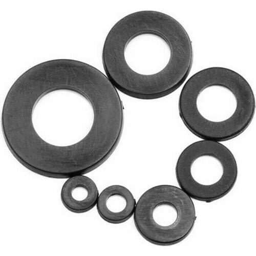364pcs/Set Black Nylon Flat Ring Repair Washer Gasket For Metric M2-M8
